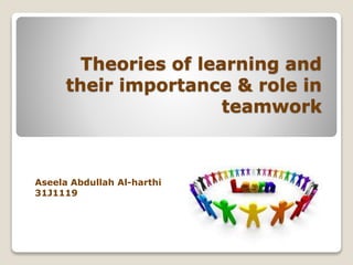 Theories of learning and
their importance & role in
teamwork
Aseela Abdullah Al-harthi
31J1119
 