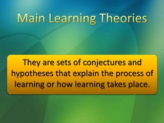 Learning Conjecture Theories of Learning and Individual Development | PPTX