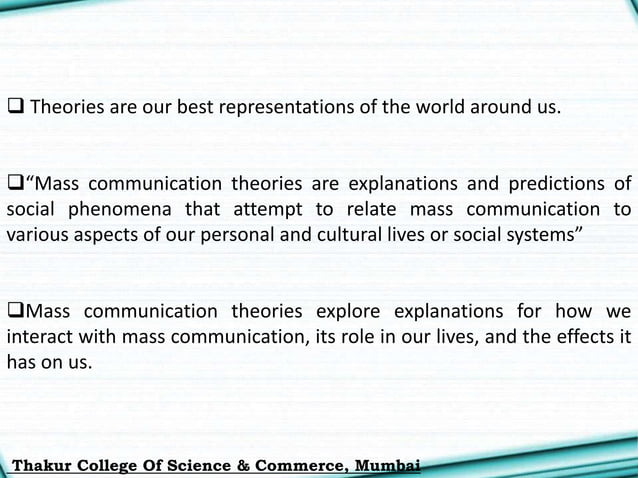 Theories of Mass Communication | PPTX | Science