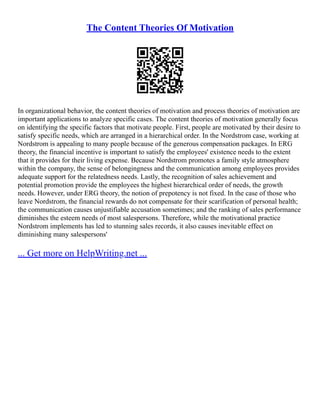 Theories Of Motivation And Motivation | PDF