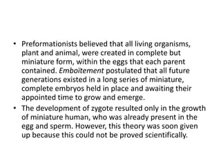 Preformation Theories of preformation, pangenesis, epigenesis, | PPTX