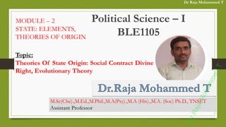 Theories of State Origin Social Contract Divine Right Evolutionary ...