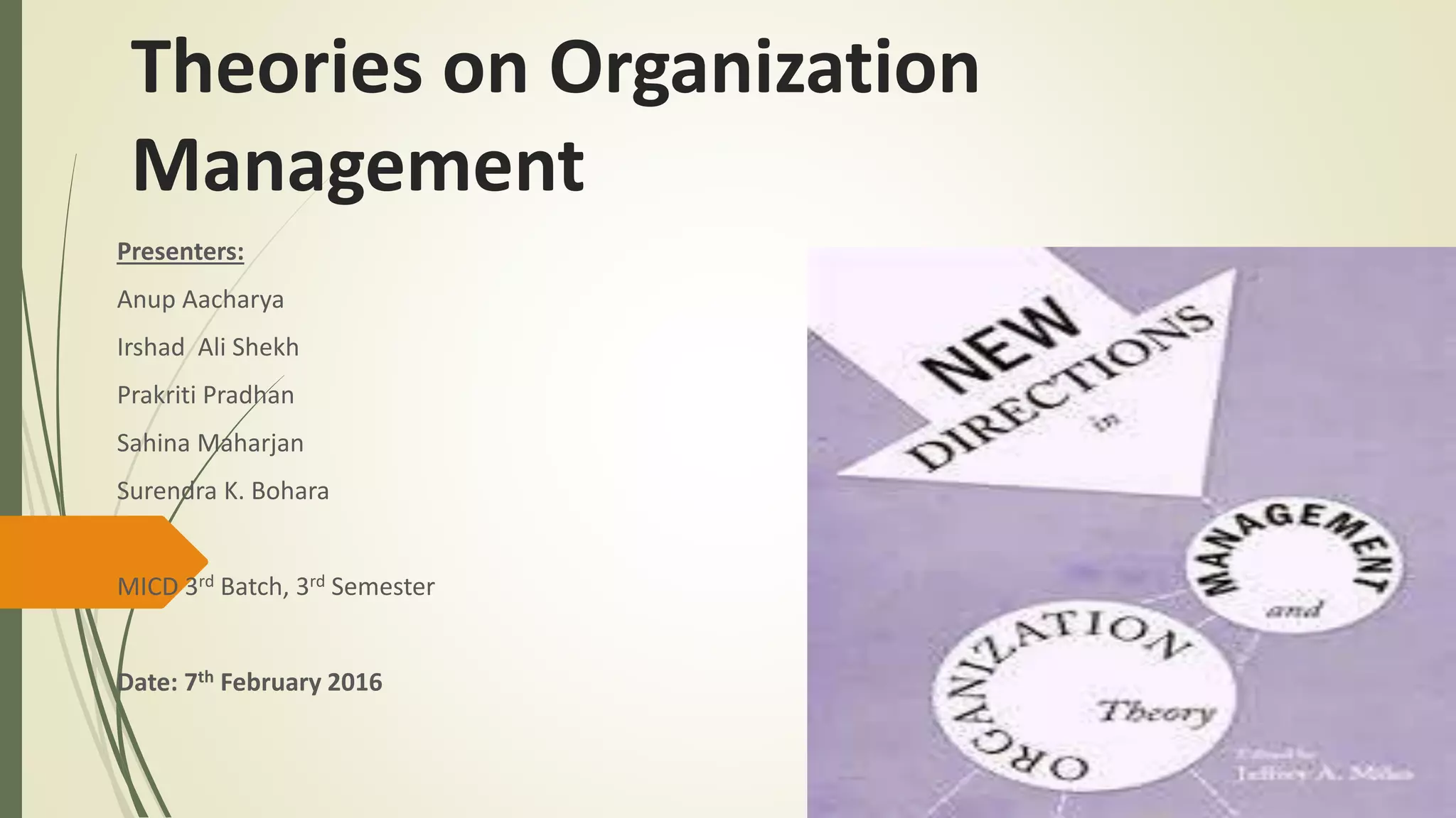Theories on organization management PPT