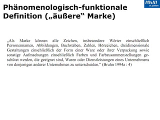 Phänomenologisch-funktionale Definition („äußere“ Marke) 