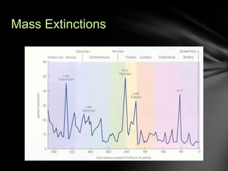 Mass Extinctions

Possible Causes
• Impacts
  • Impact sites found for K-T boundary
  • Suspected for Permian extinction 2...
