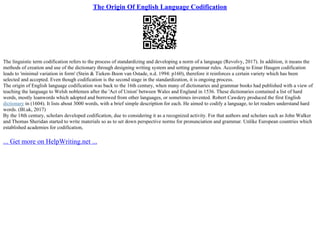 The Origin Of English Language Codification | PPT