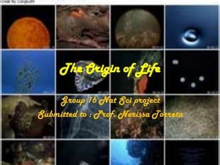 The Origin of Life

    Group 16 Nat Sci project
Submitted to : Prof. Nerissa Torreta
 