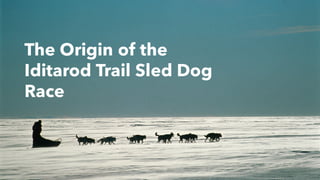 The Origin of the
Iditarod Trail Sled Dog
Race
 