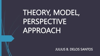 THEORY, MODEL,
PERSPECTIVE
APPROACH
JULIUS B. DELOS SANTOS
 
