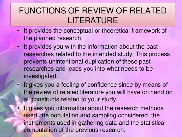 literature review of functions