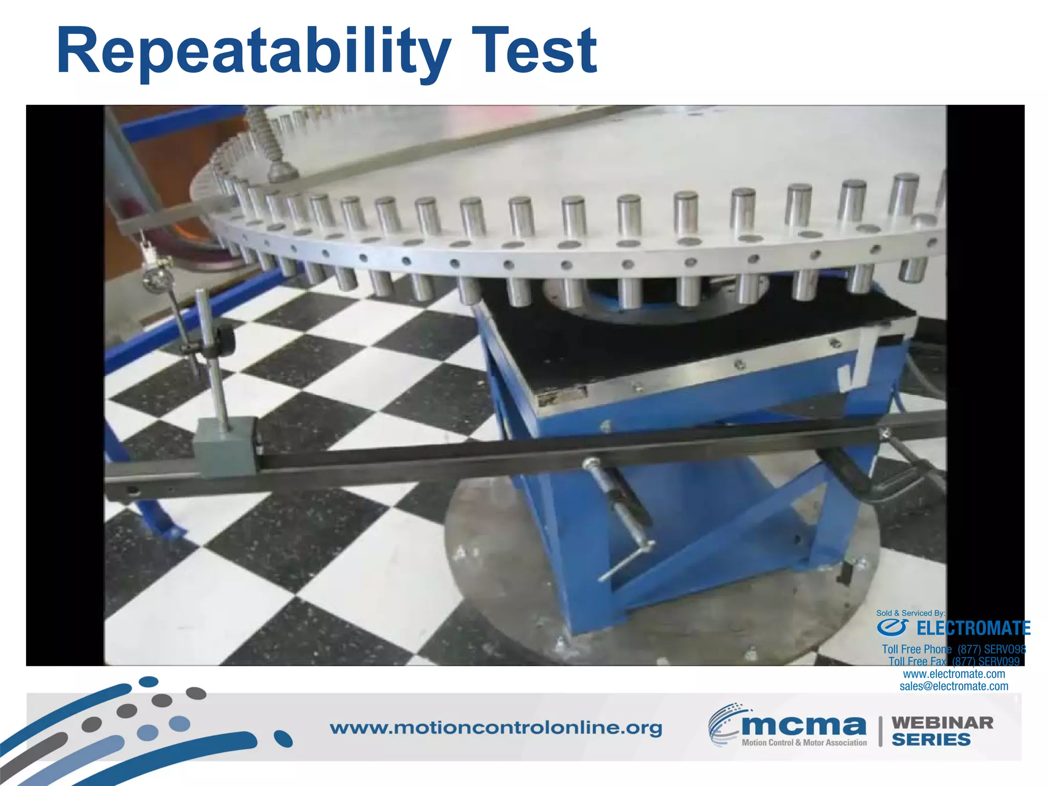 Repeatability Test
ELECTROMATE
Toll Free Phone (877) SERVO98
Toll Free Fax (877) SERV099
www.electromate.com
sales@electromate.com
Sold & Serviced By:
 