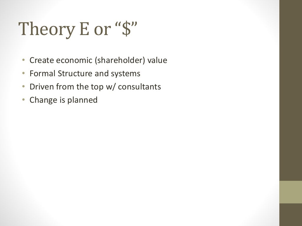 Theory E and theory O