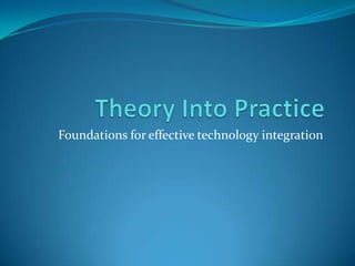 Foundations for effective technology integration
 