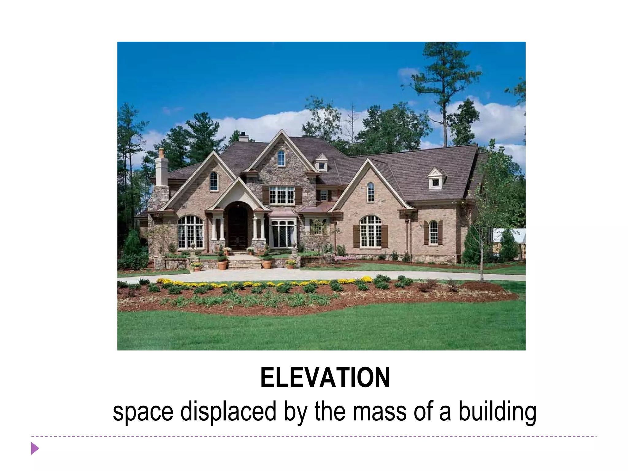 ELEVATION
space displaced by the mass of a building
 