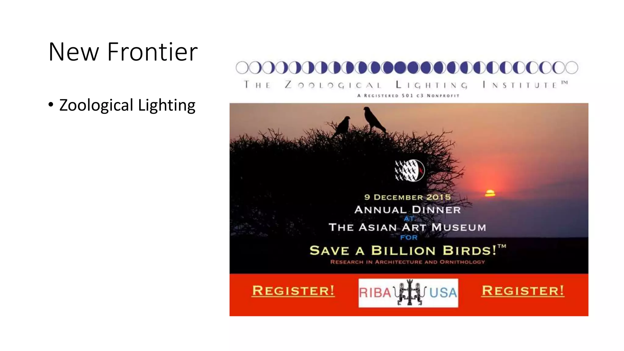 New Frontier
• Zoological Lighting
 