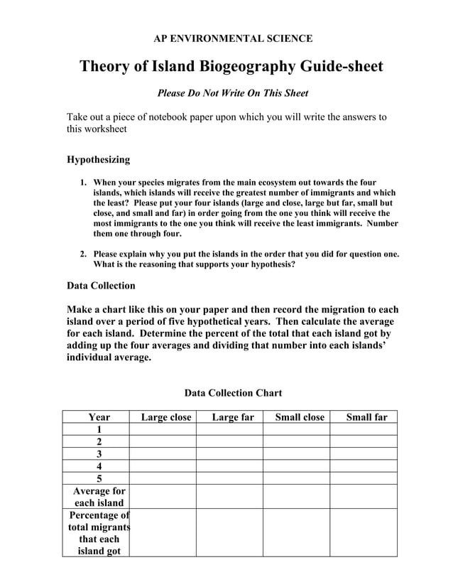 Ch 8 Island biogeography lab PDF