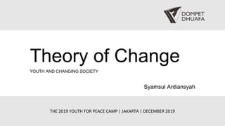 THE 2019 YOUTH FOR PEACE CAMP | JAKARTA | DECEMBER 2019
Theory of Change
Syamsul Ardiansyah
YOUTH AND CHANGING SOCIETY
 
