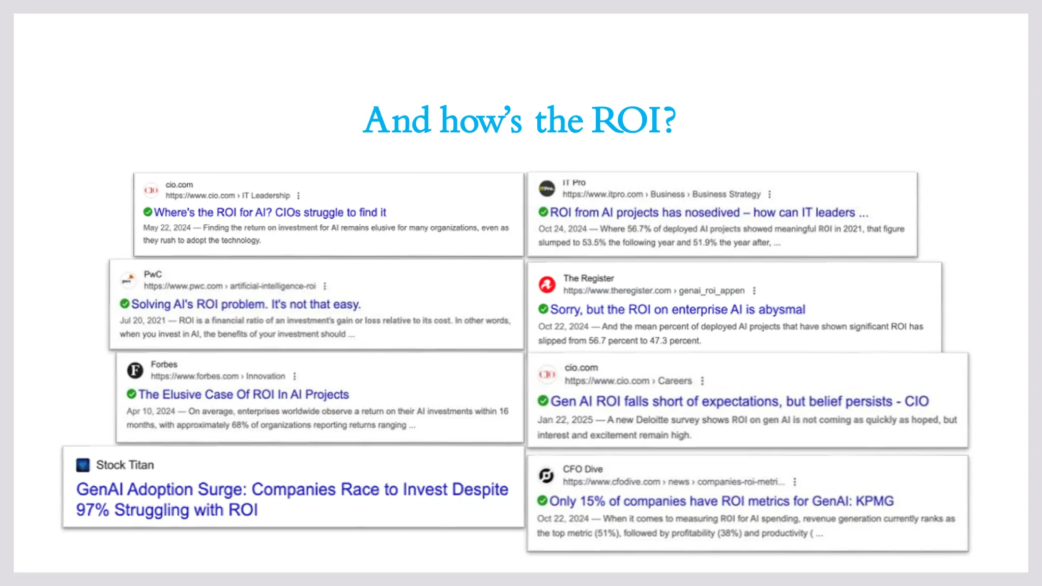 And how’s the ROI?
 