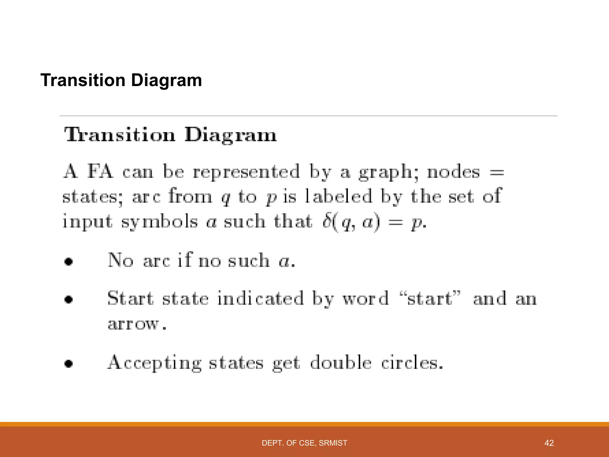 Transition Diagram
DEPT. OF CSE, SRMIST 42
 