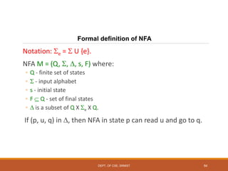 Nfa Formula Theory of computation:Finite Automata, Regualr Expression, Pumping ...