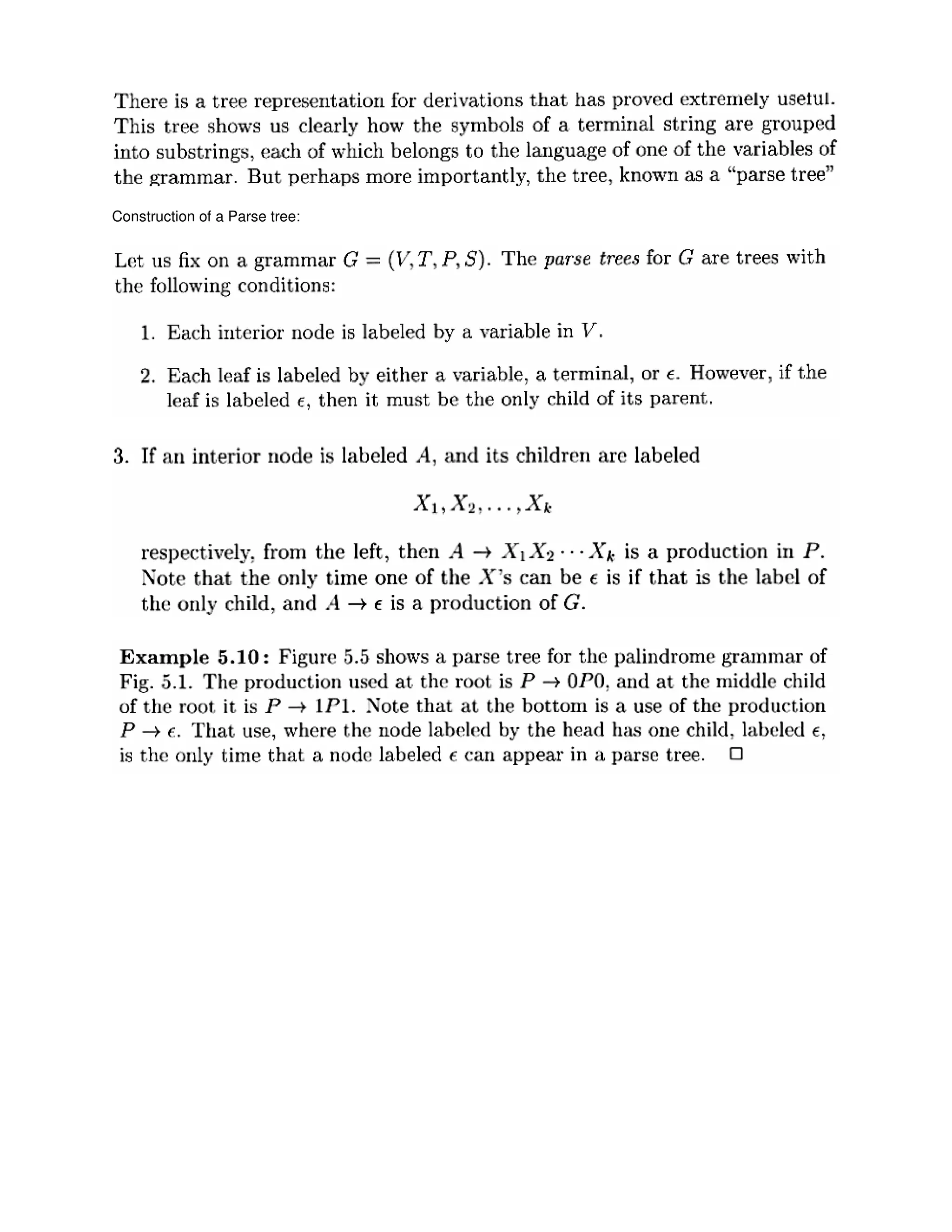 Construction of a Parse tree:
 