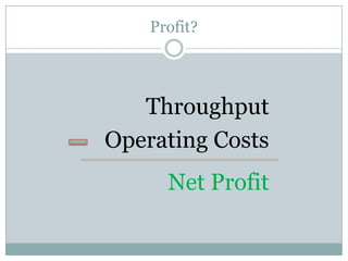 Profit?<br />Throughput<br />Operating Costs<br />Net Profit<br />