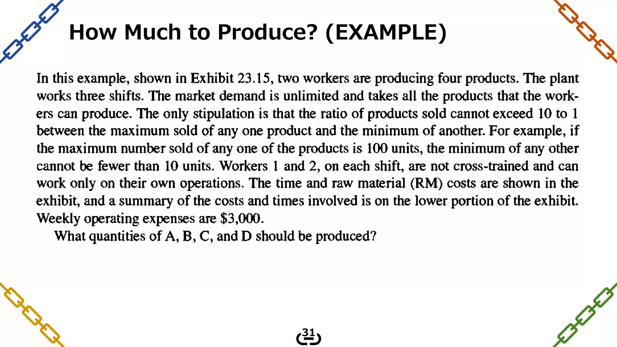 How Much to Produce? (EXAMPLE)
31
 