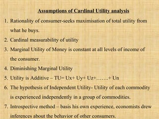 assumptions of cardinal utility