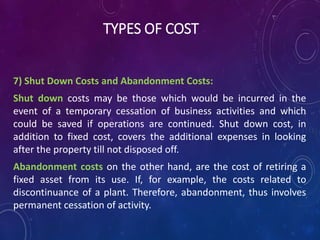 Theory of cost