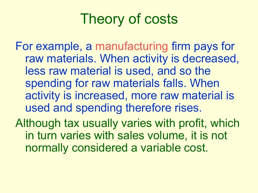 Theory of costs, micro economics