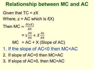 Relationship between MC and AC
 