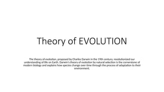 Theory of EVOLUTION.pptx BY CHARLES DARWIN | PPTX