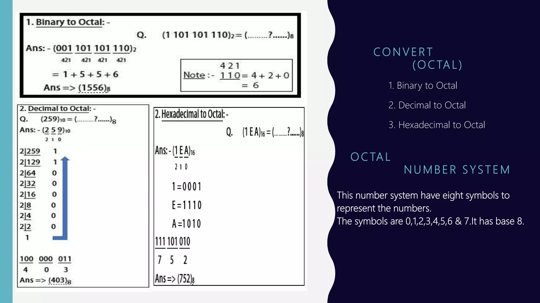 Number System (Binary,octal,Decimal,Hexadecimal) | PPTX