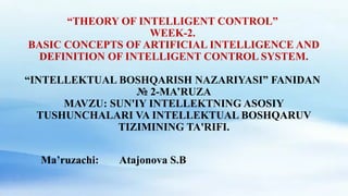 [Theory of intelligent control]week-2-Basic concepts of artificial ...