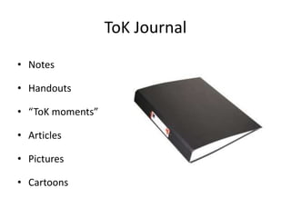 ToK JournalNotesHandouts“ToKmoments”ArticlesPicturesCartoons