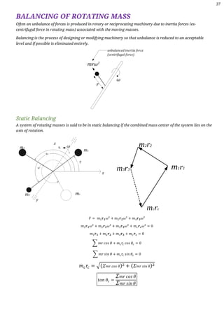 Unbalanced Rotation Theory of machines notes | PDF
