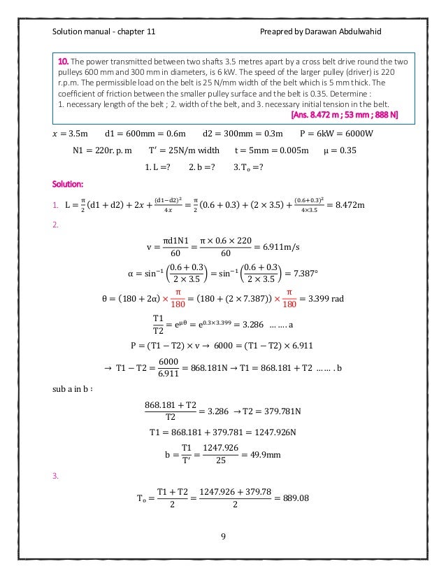 Theory Of Machines By Rs Khurmi Solution Manual Chapter 11