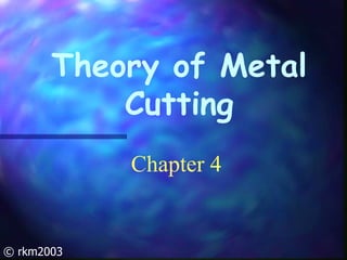 © rkm2003
Theory of Metal
Cutting
Chapter 4
 