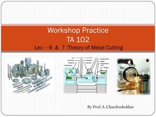 By Prof.A.Chandrashekhar
Workshop Practice
TA 102
Lec – 6 & 7 :Theory of Metal Cutting
 
