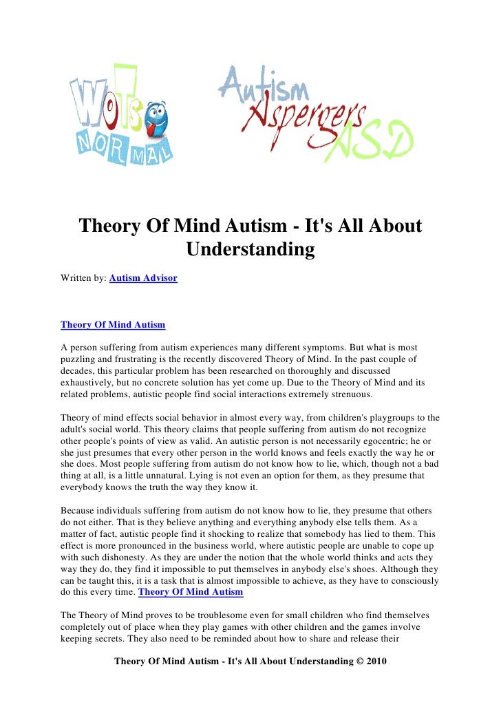 Theory of mind autism it s all about understanding
