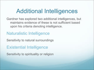 Sufficent Intelligence Theory of multiple intelligences | PPT