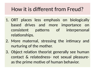 Object Relations Patterns theory of object relations is a very important theory in psychology ...