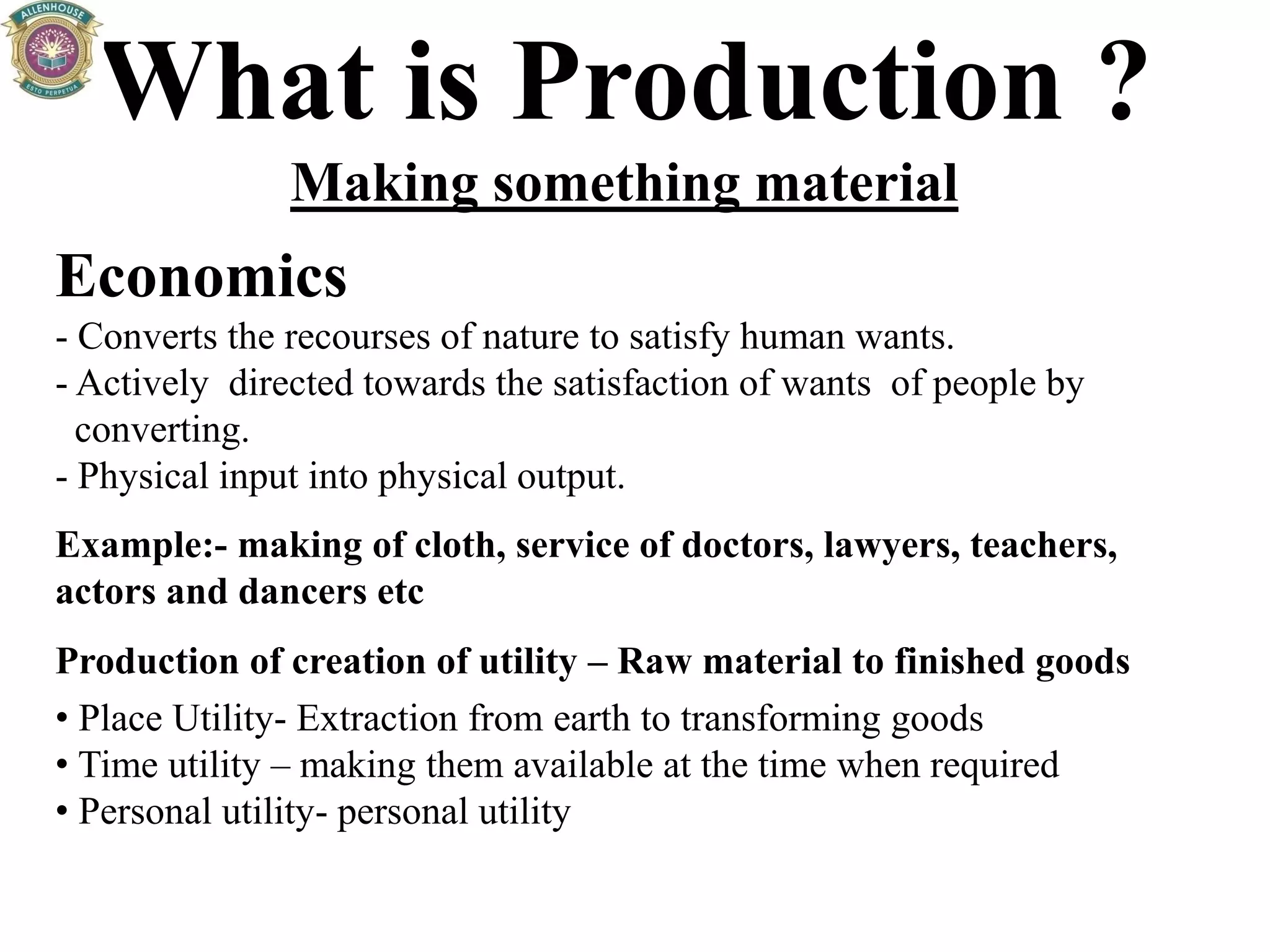 Production Def Simple Theory of production | PPTX
