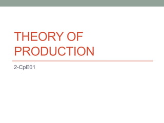 THEORY OF
PRODUCTION
2-CpE01
 