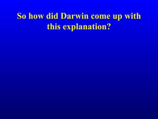So how did Darwin come up with
this explanation?
 
