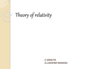 Theory of relativity
C.SRAVYA
A.LAKSHMI MANASA
 