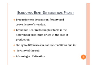 theory of rent. Assumptions Criticism, Scarcity and differential | DOCX