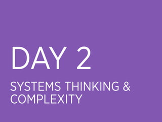 DAY 2
SYSTEMS THINKING &
COMPLEXITY
 