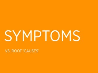 SYMPTOMS
VS. ROOT ‘CAUSES’
 