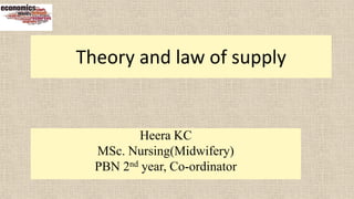 Theory and law of supply
Heera KC
MSc. Nursing(Midwifery)
PBN 2nd year, Co-ordinator
 